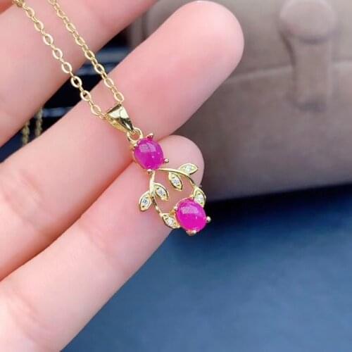 Ruby Pendant Natural And Real Ruby Necklace 925 sterling silver Fine jewelry Ruby Pendant
