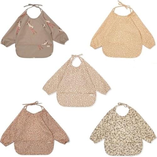 Baby Long Sleeve Bib Toddler PU Waterproof Smock with Pocket Infant Feeding Apron Burp Cloth