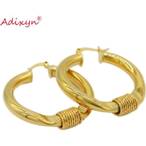 Adixyn Hoop Earrings for Women/Girls Gold Color Earrings Africa Arab Wedding Accessories Gifts N071048A
