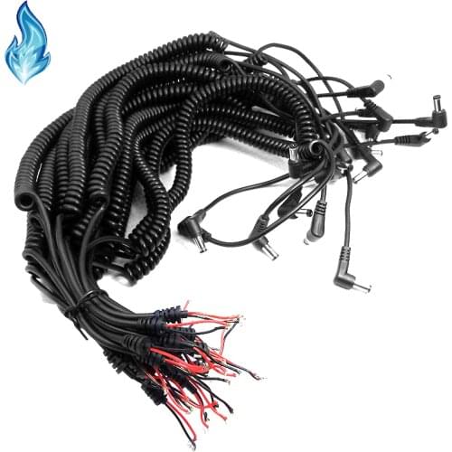 5Pcs 5.5x2.1mm Male DC Plug Spiral Coiled Power Cable Wire Cord for Camera DC Coupler AC-PW20 NP-FZ100 DR-E6 DR-400 DMW-DCC3