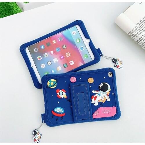 Cute Silicone Carton Starry Sky Astronaut Tablet Case For IPad Mini Air 2 3 4 10.9 7th 8th 10.2 9.7 2017 2018 Cover With Holder