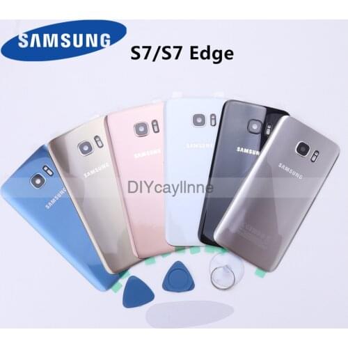 Samsung Galaxy S7 Edge G935 S7 G930 Back Battery Door Housing Glass Cover + Adhesive Sticker + Back Camera Lens + Tools