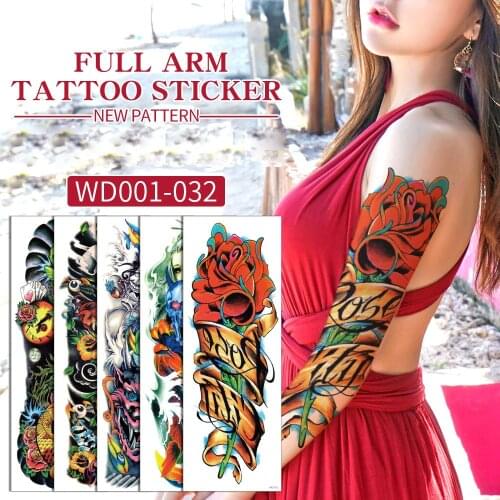 Full Arm Tattoo Sticker New Pattern Waterproof Temporary Totem Geometric Large Size Sleeve Fake Tatoo for Men Women