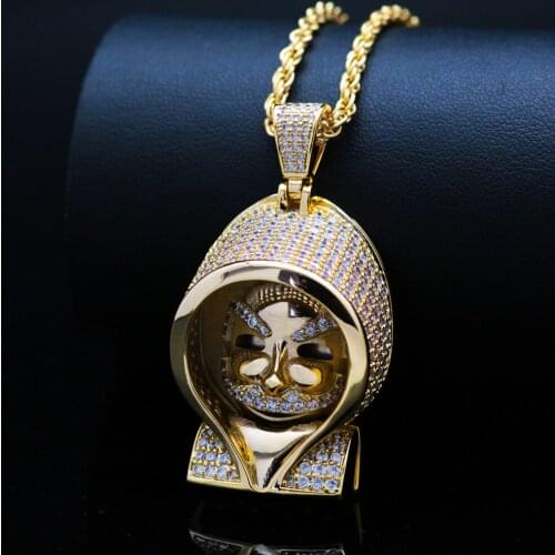 Rock Hip Hop Iced Out Cubic Zircon Rope Chain Figure Pendant Necklace for Men Jewelry for Women Necklace Chain Choker for Boys