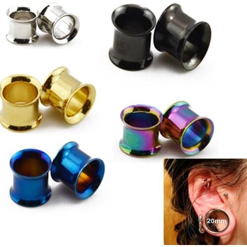 Showlove-1pairs Mixed Color Stainless Steel Internally Thread Ear Guage Expanders Tunnel Plugs Body Piercing Kit