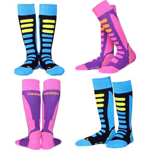 High Quality Kids Winter Thermal Long Ski Snowboarding Hiking Sports Socks EU 31-34/27-30 Blue/Red Outdoor Football Socks