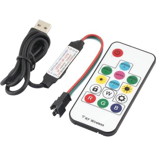 WS2812 WS2812B LED Controller Dimmer 5V RF Wireless Remote Control 3Pin Jack USB Output For WS2812 WS2812B Driver RGB LED Strip