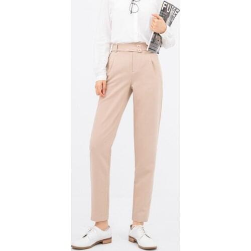 INMAN Office Style Cropped Pant Women Straight Button Decoration Solid Color Lady Fashion Elegant Trousers Pants
