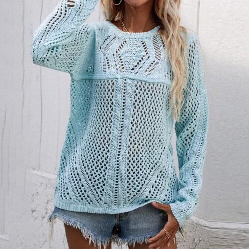 Womens Sweater Autumn Hollow Out Loose Knitwear Outwear Fashion Ladies Casual Street Elegant Outfits Tops Clothing Sweaters Y2K