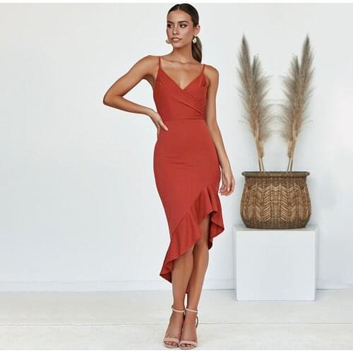 COLDKER summer clothes for women sexy&club v-neck dress for ladies evening party dresses 2019 new trumpet cloth