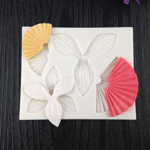 1PC Cake Mould Fan Clover Ginkgo Biloba Leaf Shape Cake Decorating Tool Chocolate Fondant Mold Cupcake Cookie Baking Mold