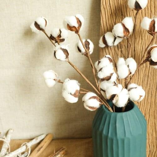 10 Heads Natural Cotton Bouquet Country Style Wedding Christmas Decoration Diy Home Furnishings Artificial Flower