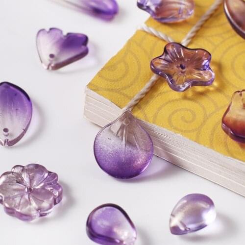 New Arrival 10Pcs Deep Purple Gold Color Multi Gradient Color Glass Beads For DIY Jewelry Making Hairpin Handmade