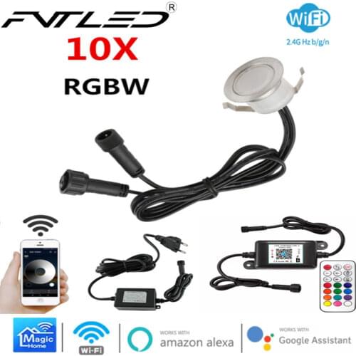 10Pcs/set Smart WIFI Phone APP Control RGBW 31mm 12V ip67 Kitchen Stair Step LED Deck Rail Lights for Alexa Googlehome IFTTT