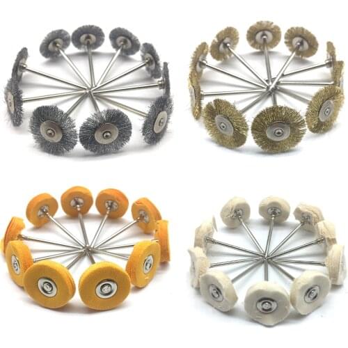10PCS Jewelry Polishing Wheel Steel Brush Brass Wire Wheel Cloth Brushes For Grinder Rotary Tool 22MM*2.35MM
