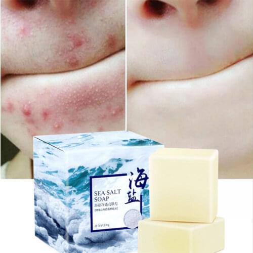 100g Sea Salt Soap Cleaner Removal Pimple Pore Acne Treatment Goat Milk Extract Moisturizing Face Care Wash Basis For Soap HS100