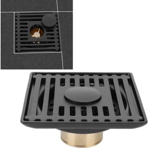 10X10X0.7cm Stainless Steel Floor Drain With Removable Cover Black Plated Concealed Shower Drain Accessory