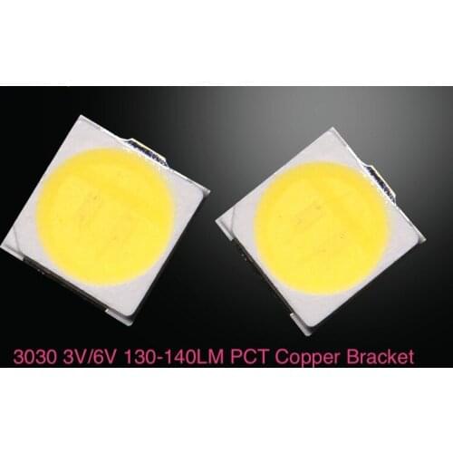 5000pcs/lot 3030 Lamp Beads 130-140lm 1W 3V 6V White Warm White Neutral White LED PTC Copper Bracket