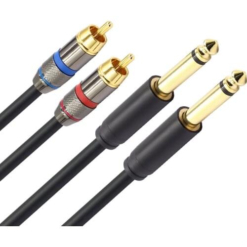 6.5-turn RCA Fever audio cable with dual 6.35-turn RCA head with 2-on-2 Lotus mixer audio cable