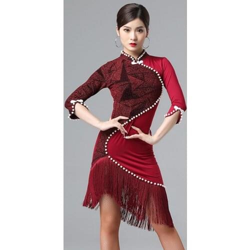 Fringe Latin Dance Dress Women Designer Clothes Stage Costume Ballroom Practice Wear Modern Dancewear Tap Dance Outfits DL7492