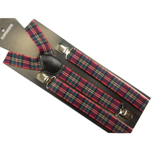 Free Shipping 2021 New Fashion 1 inch Wide Adjustable Clip-on Turban Checked Plaid Braces For Women