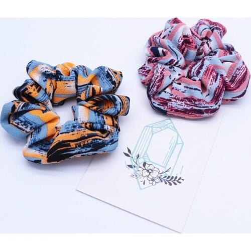 Free shipping fashion hair scrunchies for women Chiffon Boho prints Accessories korea style rubber gum Ponytail Holder