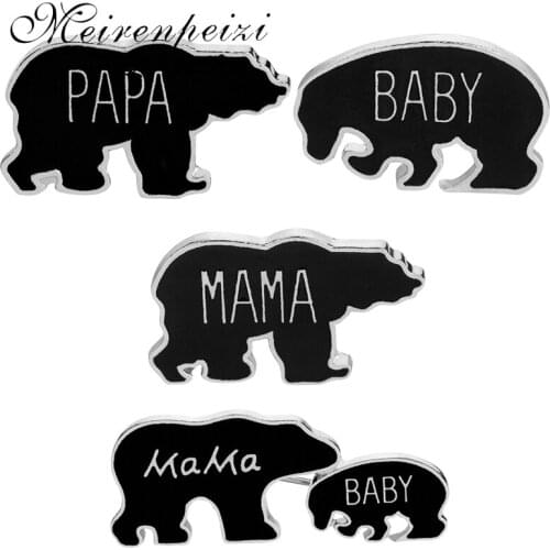 Novelty Bear Pins Enameled Papa Mama and Baby Bear Chinese Brooches Vintage China Corsage Souvenirs Christmas Gift Free Shipping