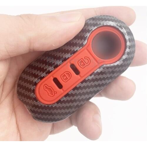 Carbon ABS Car Key Cover Case for Fiat 500 Grande Punto Stilo 500x Panda Ducato 3 Buttons Remote Auto Folding Key Blanks Case