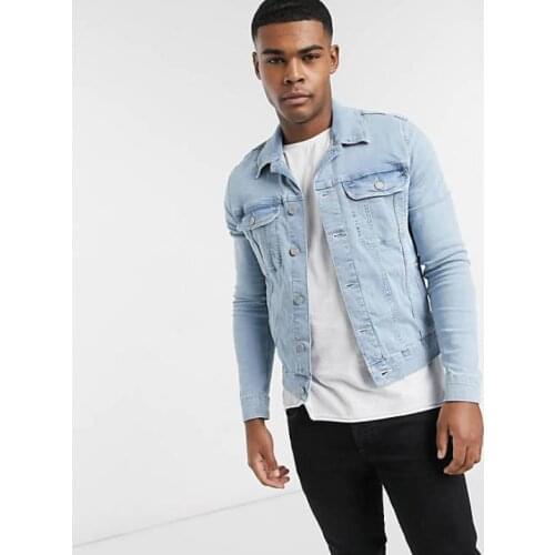 Design Slim Fit Mens Denim Jacket Ice Blue