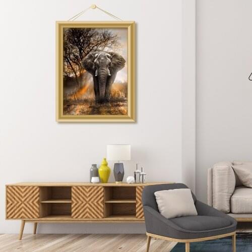 Home Decor Art Craft DIY Full Drill Painting Elephant Pattern Crossing Stitch Tool Set Rhinestones Embroidery Kits Wall Picture