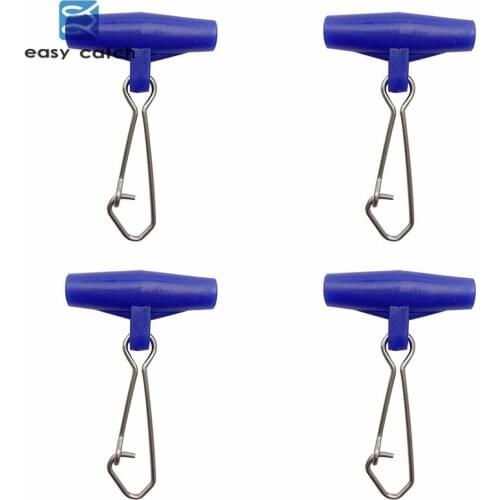 Easy Catch 50pcs Fishing Sinker Slip Clip Blue Plastic Head Swivel With Hooked Snap Fishing Weight Slides For Braid Fishing Line