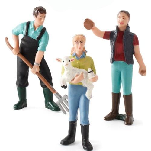 Farm Worker Figure Collectible Toys Simulation Action Figures Kids Sheep farmer/Plough field/Scrubbing workers