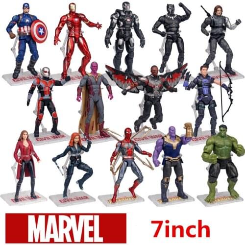Anime Marvel Avengers Action Figure Spiderman Hulk Model Captain America Ironman Thanos Antman Hawkeye Black Widow Toys Figure