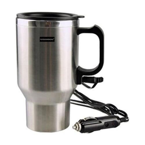 FUYOUSHENZHU Vehicle mounted thermos cup Stainless steel electric heating 12V kettle Electric heating cup for cigarette lighter