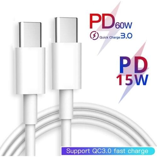 60W USB Type C TO USB-C PD Fast Charger Cable Wire Cord For Samsung S20 Xiaomi Macbook iPad Type-C to 8Pin for iPhone X 8 200pcs