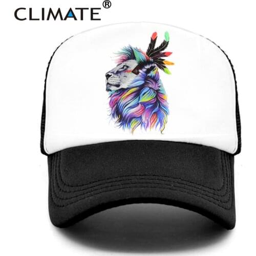CLIMATE Cool Lion Trucker Cap King Lion King Cap Hat African Africa Wildlife Animal Trucker Caps Mesh Cap Hat for Men
