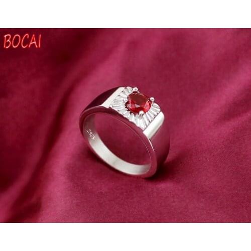925 silver Korean version of simple and fashionable gemstone ring with engraved name