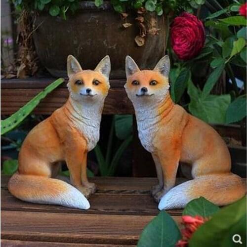 European-style creative simulation fox statue crafts, home garden decoration animal sculpture art