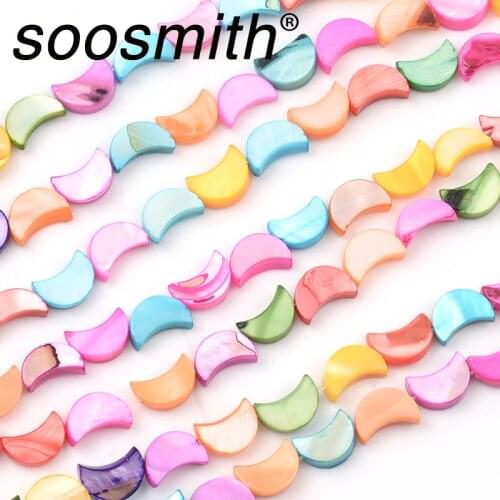 Fashion Color Moon-Shaped Shell Seads Artificially Dyed Shells Beads For Jewelry Making DIY Creative Gift Bracelet Accessorie