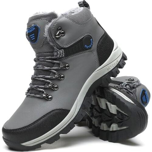 Mens Snow Boots Shoes 2020 Thick Fur Winter Hiking Shoes Tactical Combat Army Boots Outdoor Waterproof Trekking Sneakers Shoes