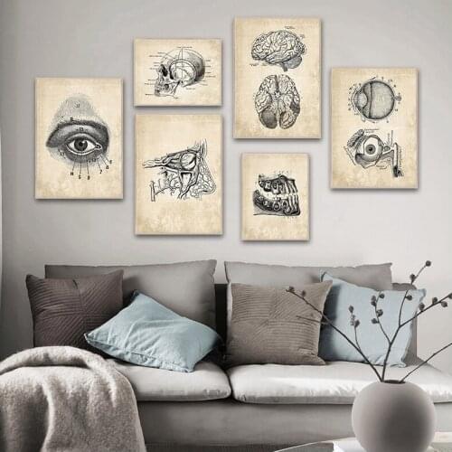 Wall Art Canvas Painting Anatomy Skeleton Nordic Posters And Prints Vintage Wall Pictures For Hospital Doctor Office Decor