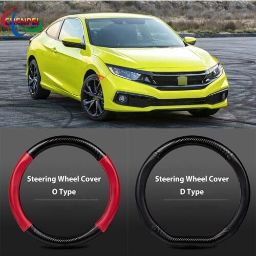 38cm Non-Slip Dreathable Carbon Fiber Steering Wheel Cover For Honda Civic Car interior decoration accessories