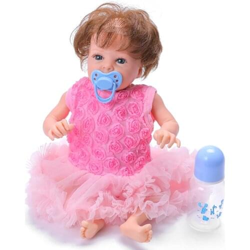 2021 New 18 Inch Adorable Reborn Baby Doll Full Silicone Body Bonecas Girl 46CM Newborn Baby Dolls With Blue Eyes Toys For Kids