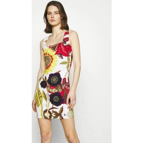 Spain 2021 Summer New European And American Fashion Elastic Printing Buttock Sleeveless Dress