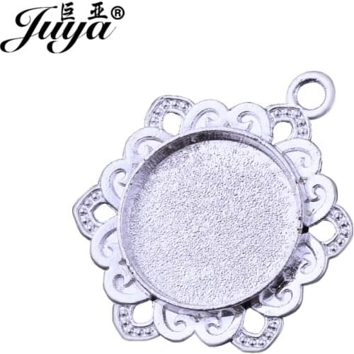 JUYA 5pcs/lot 16mm Inner Size Cameo Cabochon Base Setting Alloy Flower Shape for Pendant Necklace Making Jewelry Findings AD0183