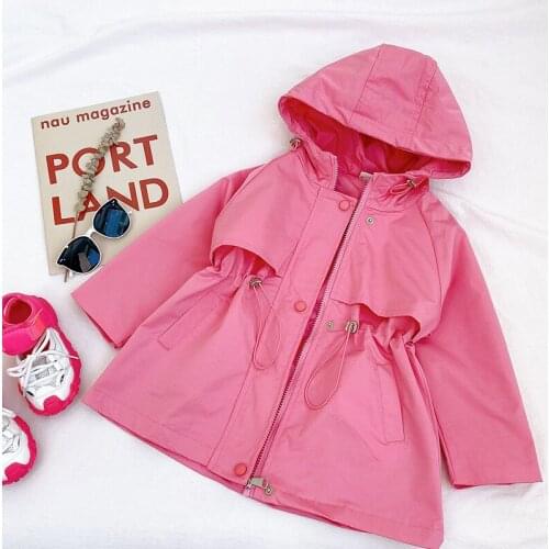 Girls Long Sleeve Coat Fashion Pink Winter Jacket Toddler Trench Coat Bayb Girl Outerwear Wind Jacket Kids Clothes