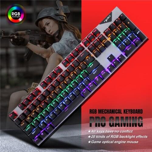 HXSJ L300 Wired 104-key Gaming Keyboard RGB Backlit Mechanical Keyboard With 20 Lighting Effects for PC Gamer Accessories