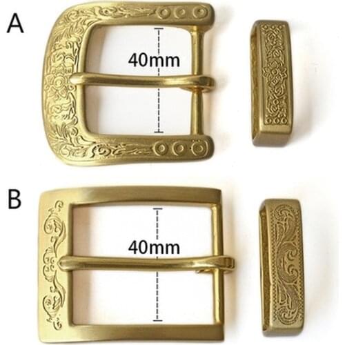 Deepeel 1pc 40mm Pure Brass Copper Pin Buckle Belt Head Carved Men Women Buckles DIY Leather Crafts Accessory for 38-39mm Belts