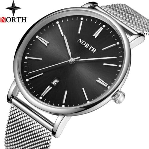NORTH Luxury Brand Men Fashion Casual Watches Mesh Belt Business Quartz Watch Military Waterproof Wristatches Relogio Masculino