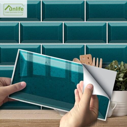 Funlife Original Waterproof PVC 20x10cm Turquoise Terrazzo Self-adhesive Bathroom Tile Stickers For Home and Kitchens Decors